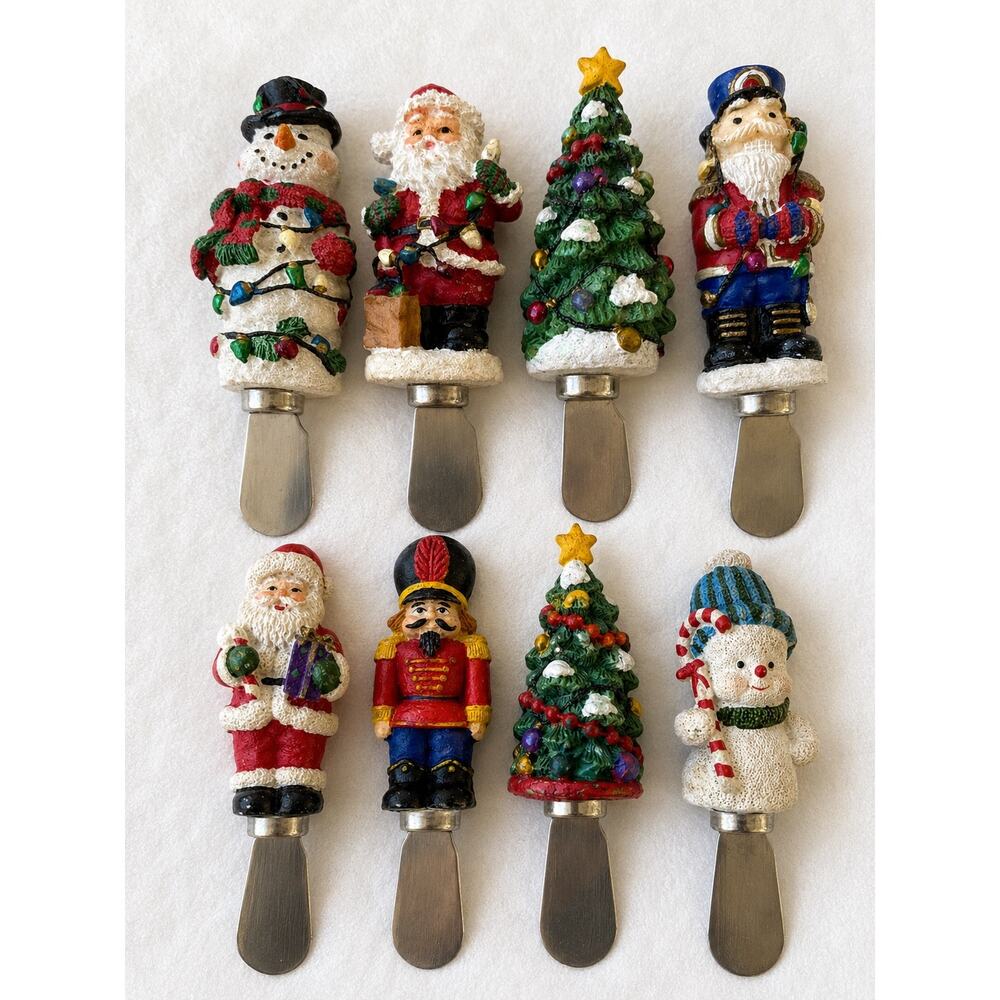 Boston Warehouse Christmas spreaders featuring Santa, snowman, nutcracker